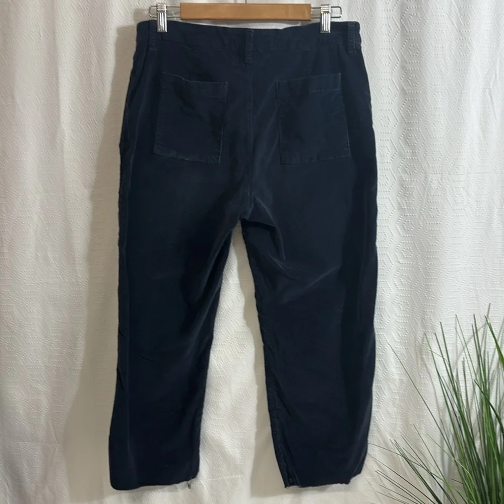 Frank & Eileen Kinsale Raw Hem Corduroy Pants Navy Blue size 12 - Picture 8 of 13
